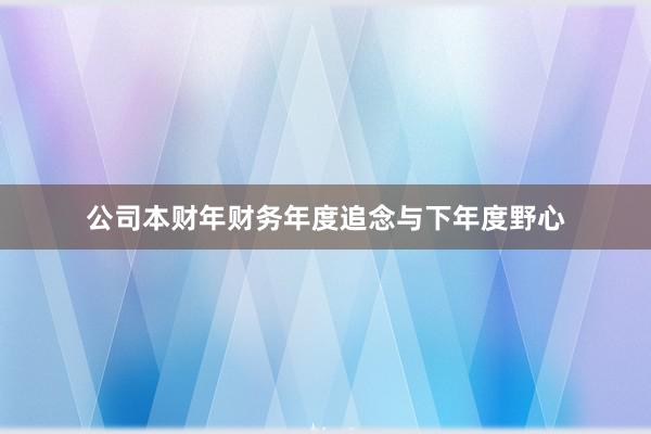 公司本财年财务年度追念与下年度野心