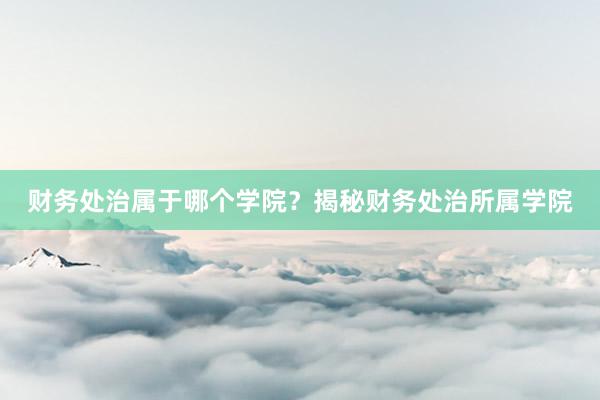 财务处治属于哪个学院？揭秘财务处治所属学院